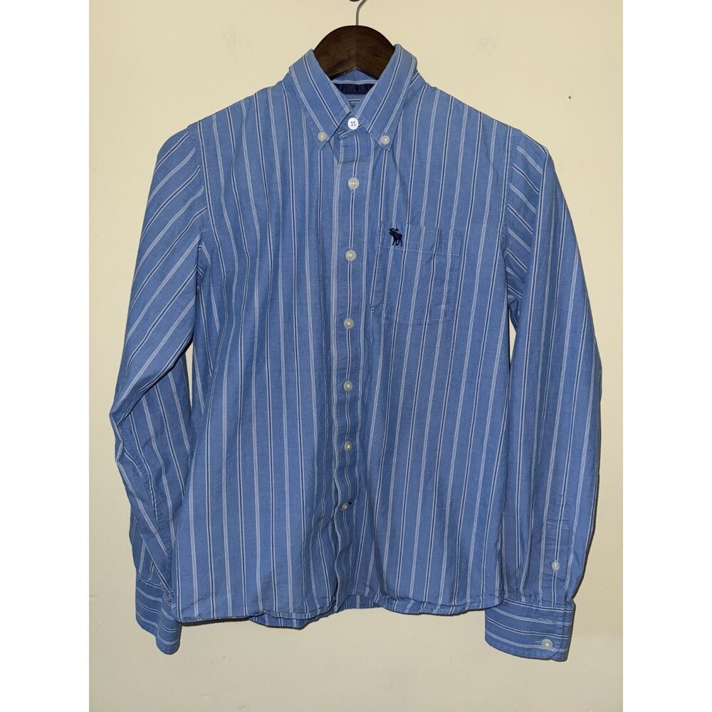 Vintage Abercrombie & Fitch Striped Button Down Shirt Mens Large Blue Y2K 90s